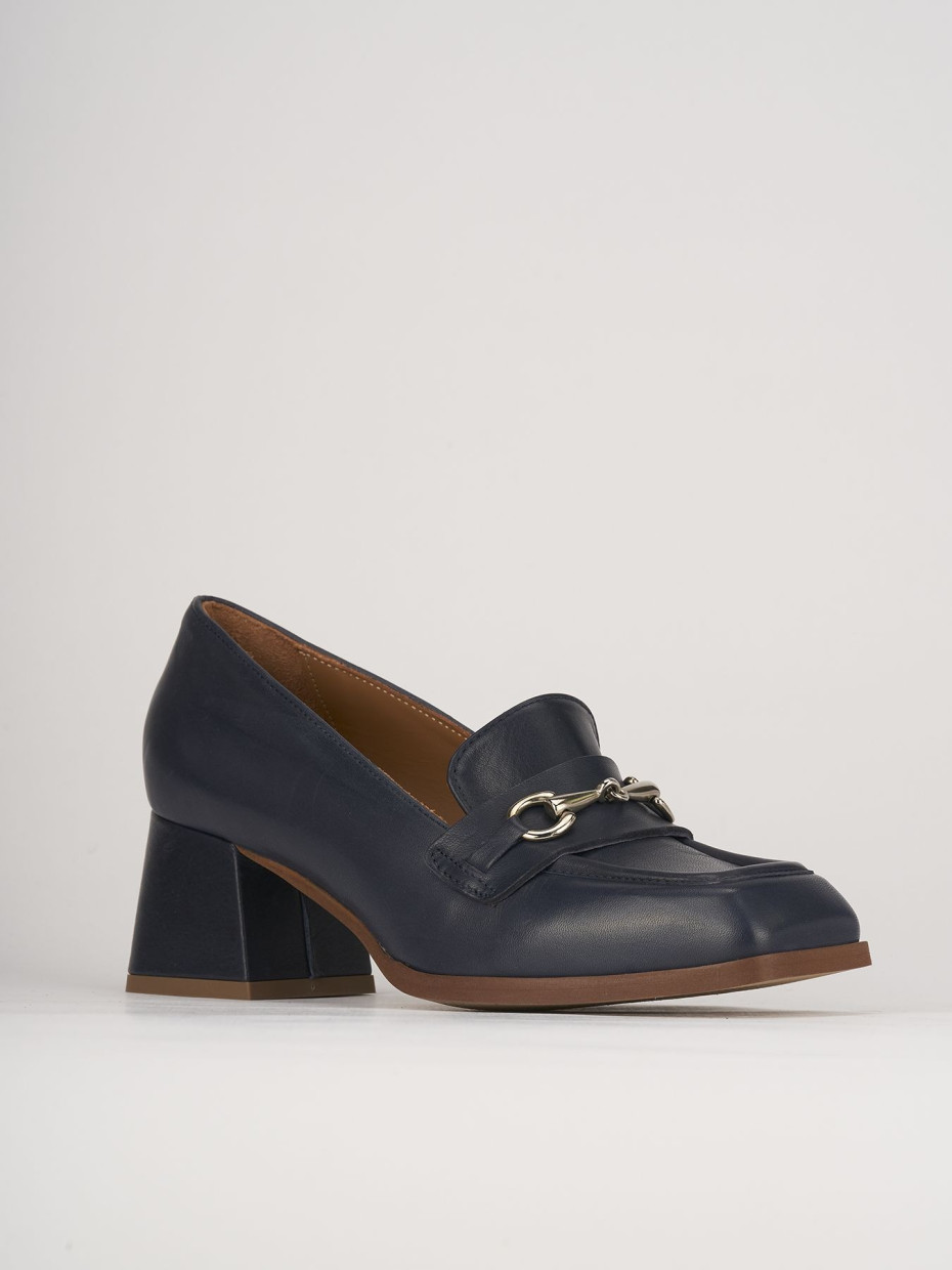 Mocassini tacco 5cm pelle blu
