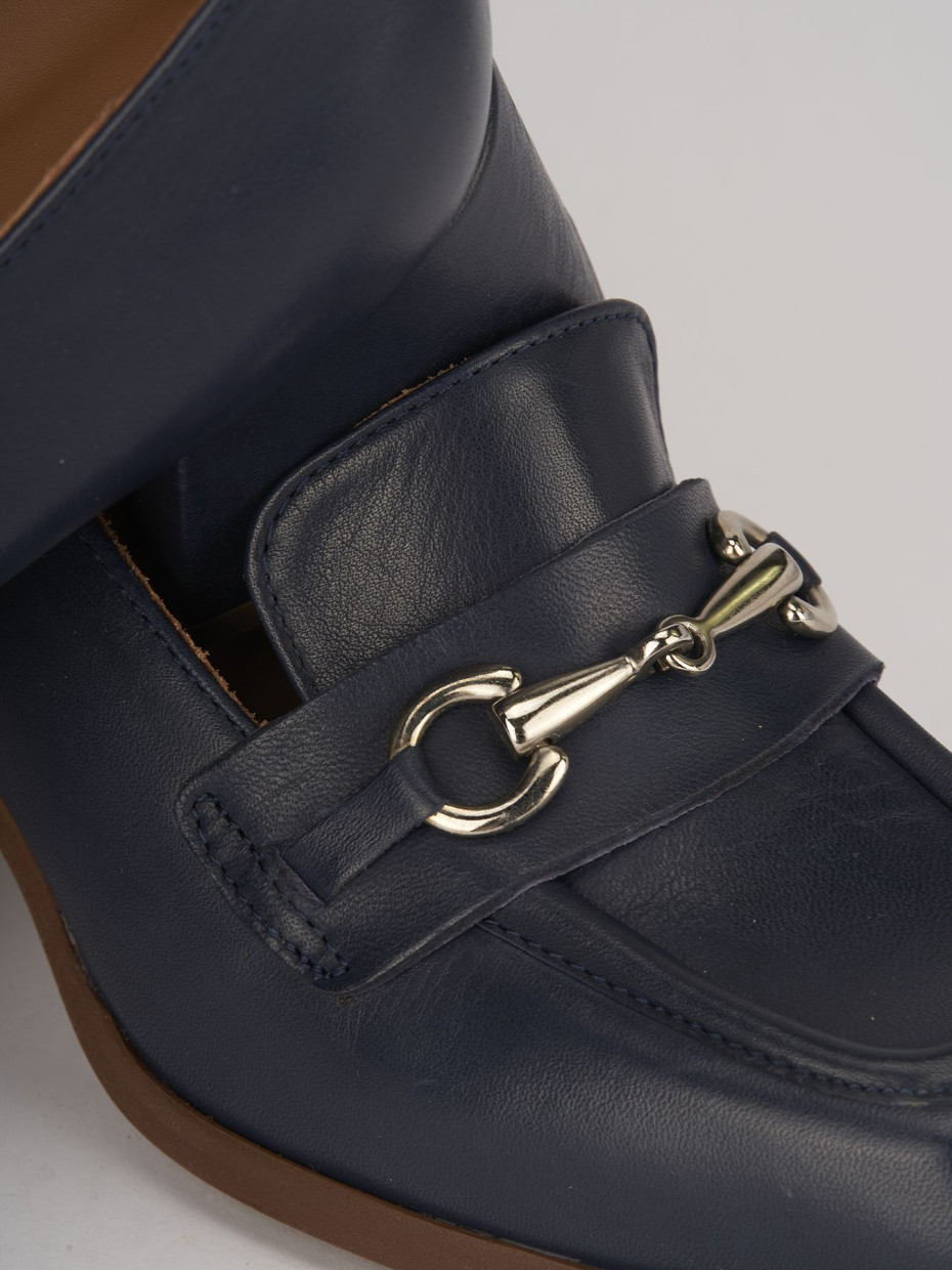 Mocassini tacco 5cm pelle blu