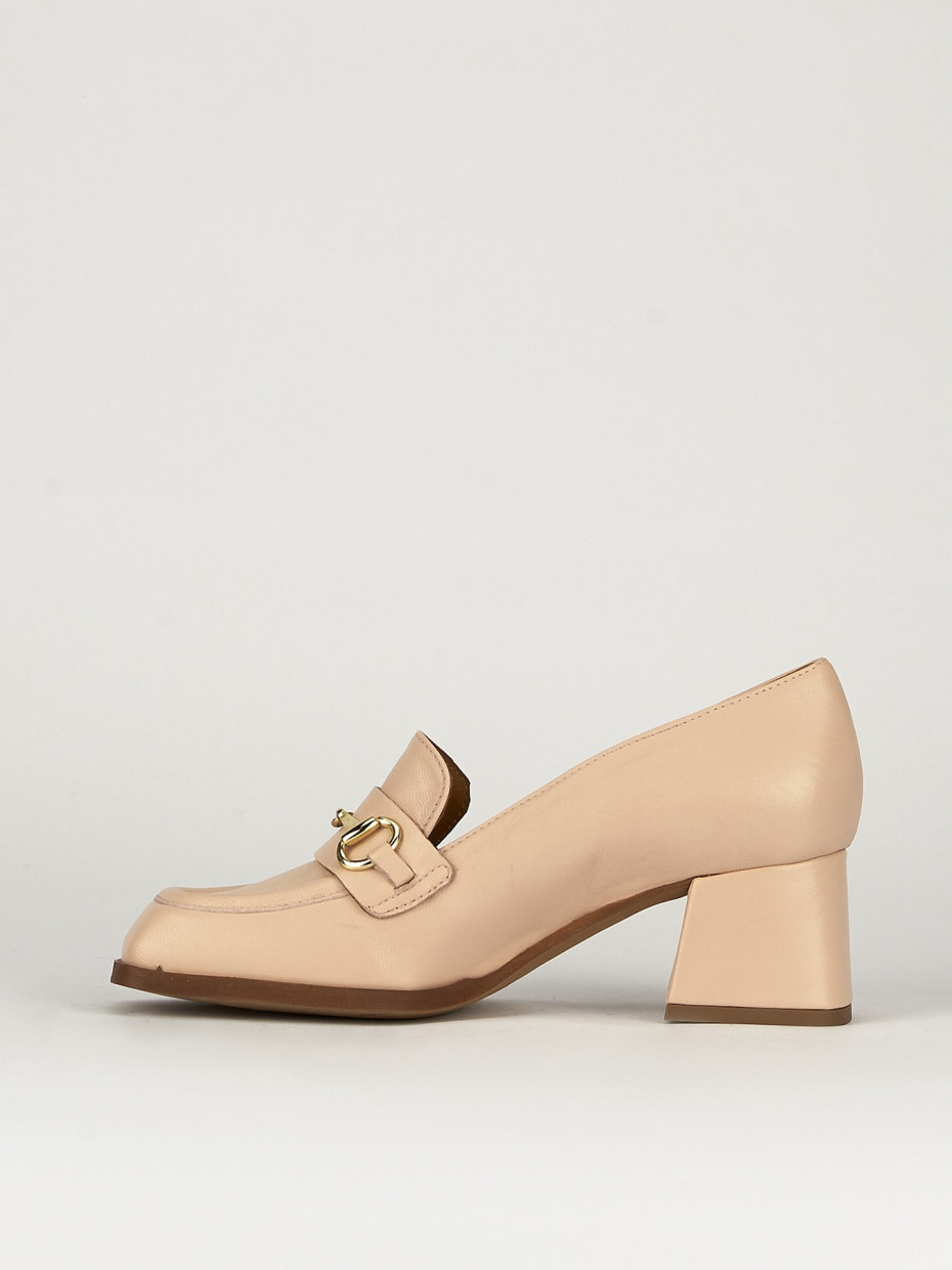 Mocassini tacco 5cm pelle rosa