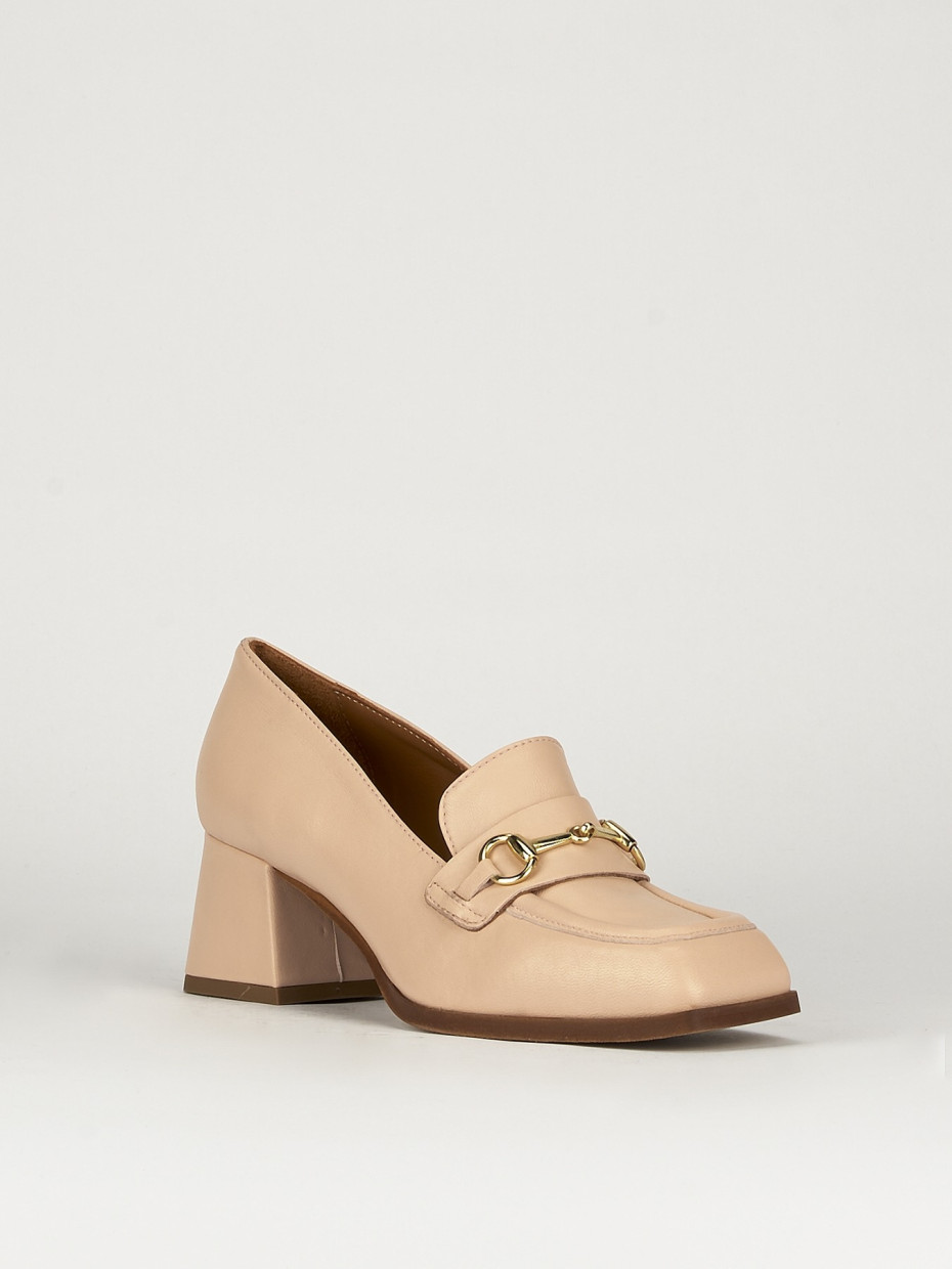 Mocassini tacco 5cm pelle rosa