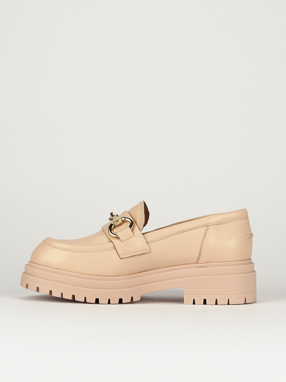 Mocassino tacco 1 cm rosa pelle
