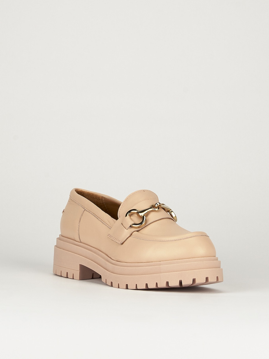 Mocassino tacco 1 cm rosa pelle