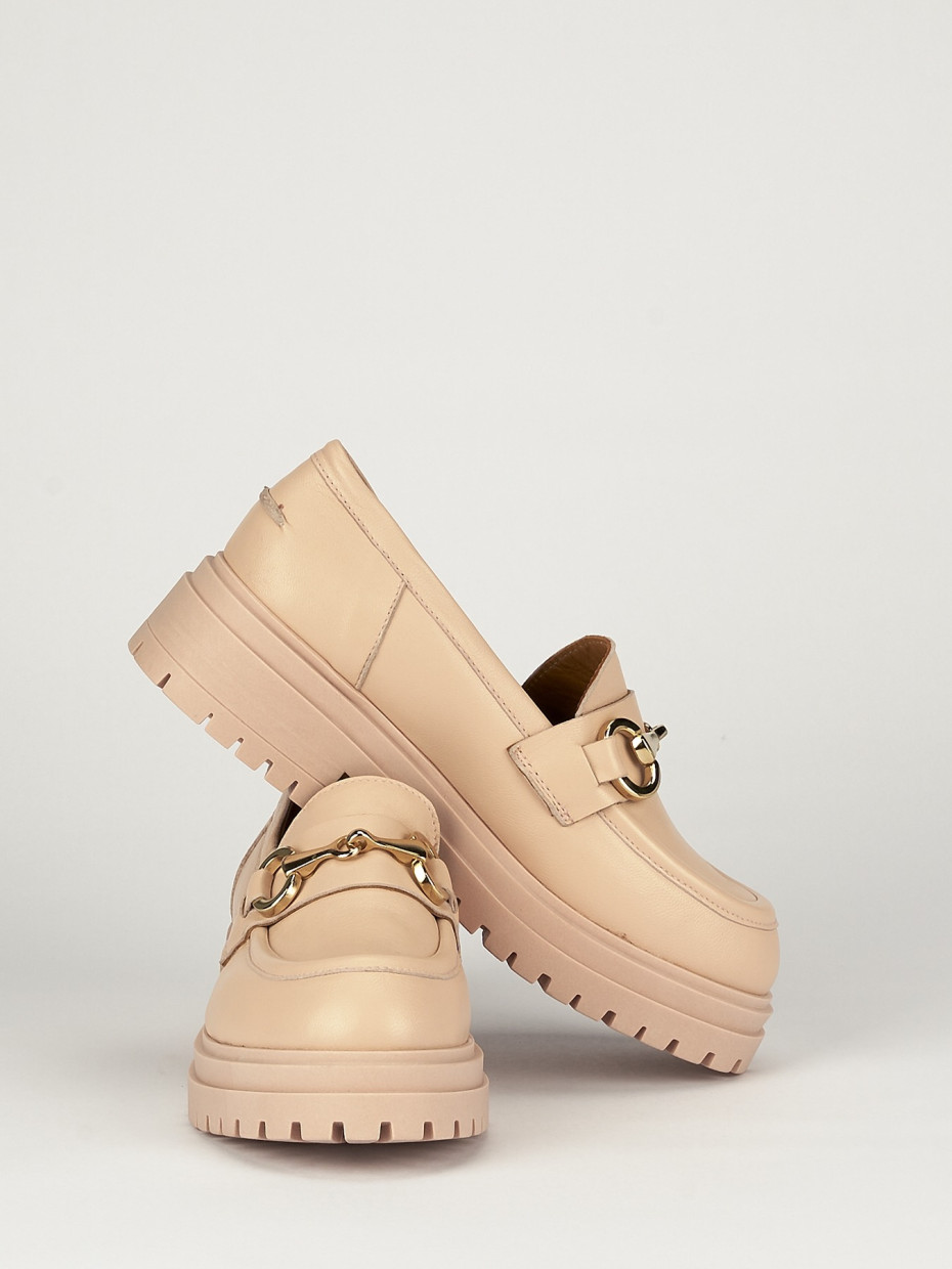Mocassino tacco 1 cm rosa pelle