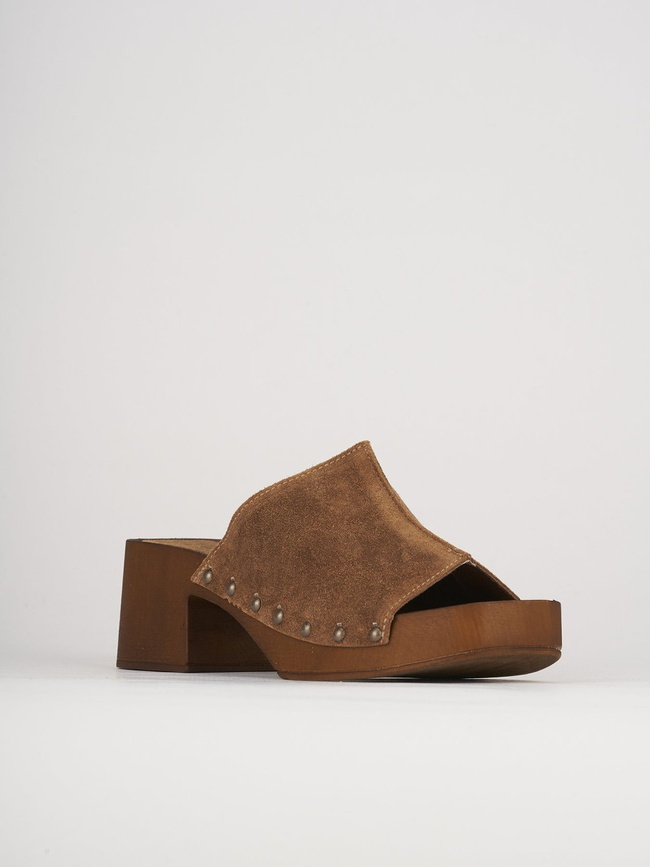 Ciabatte tacco 5cm camoscio marrone Barca Stores