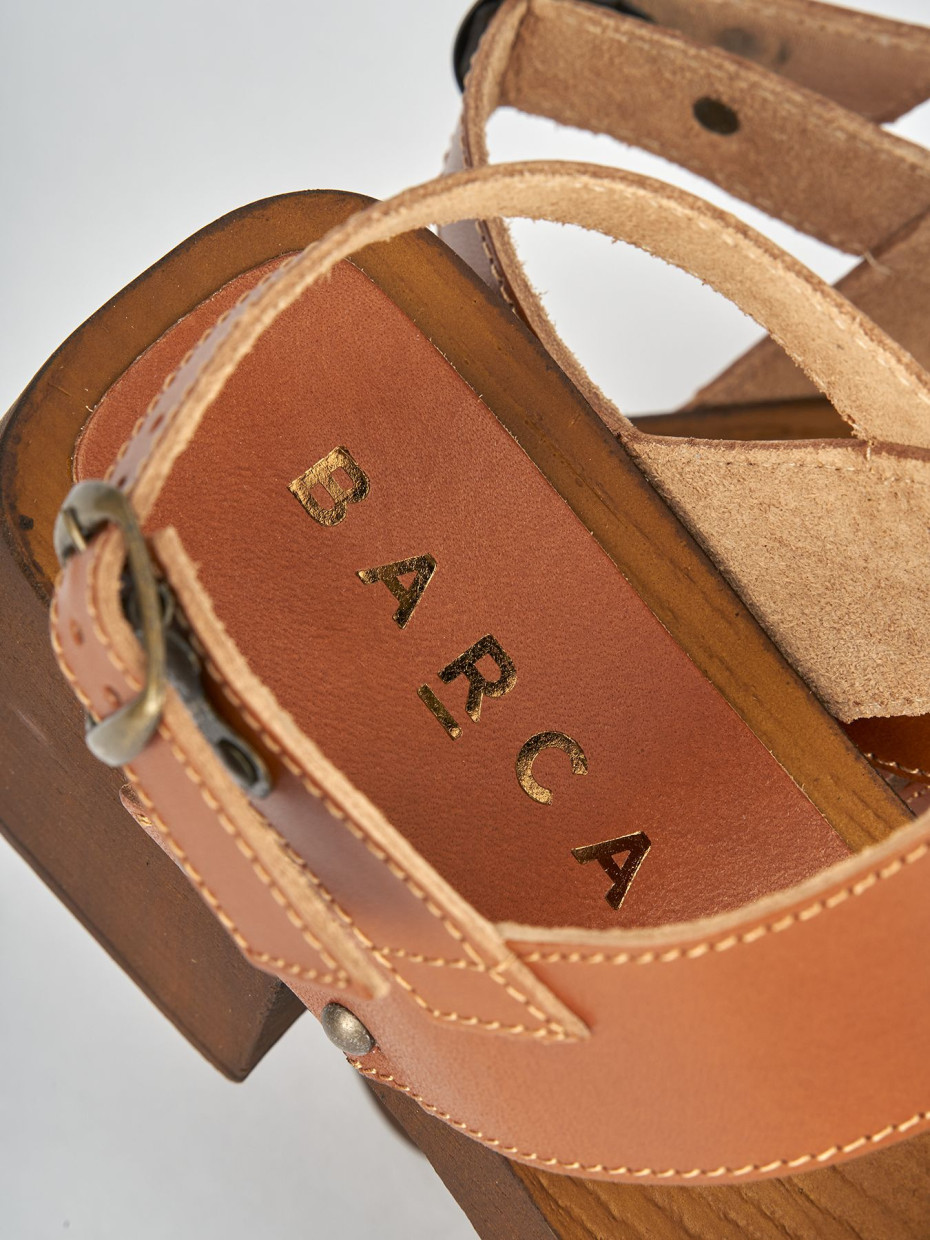 High heel sandals heel 5 cm brown leather