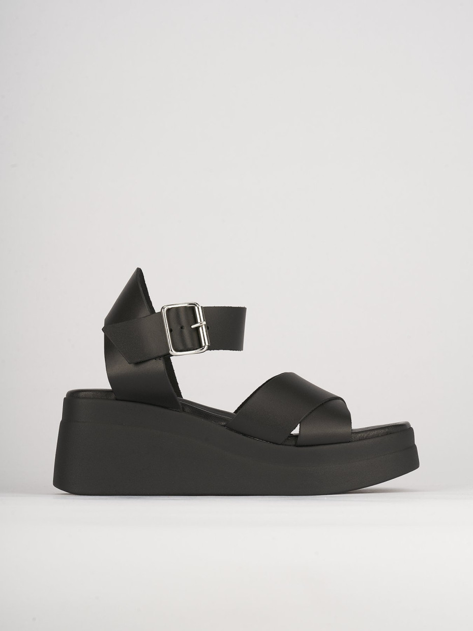 Wedge heels heel 5 cm black leather