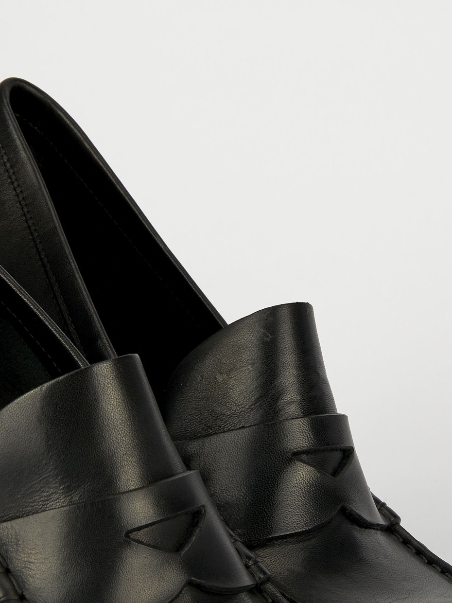 Mocassino tacco 9 cm nero pelle