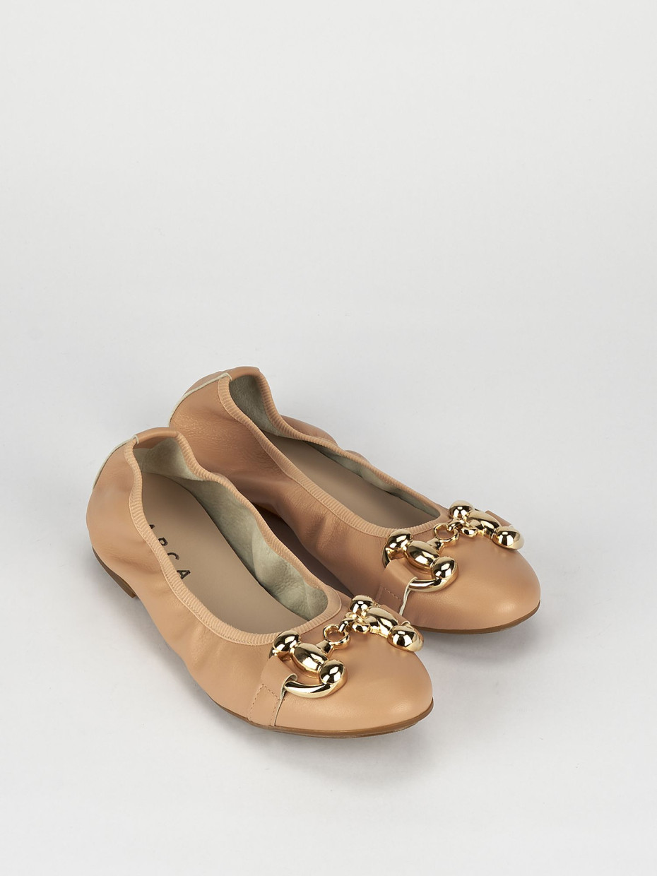 Ballerina tacco 1 cm beige pelle