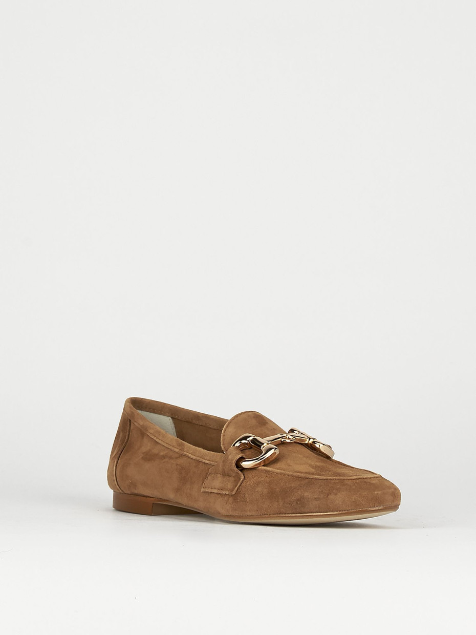 Mocassino tacco 1 cm marrone camoscio