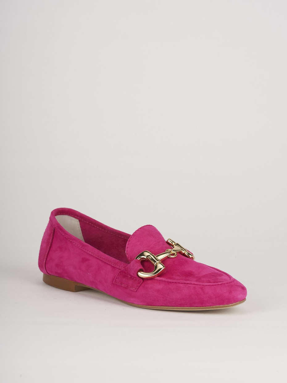 Mocassino tacco 1 cm rosa camoscio