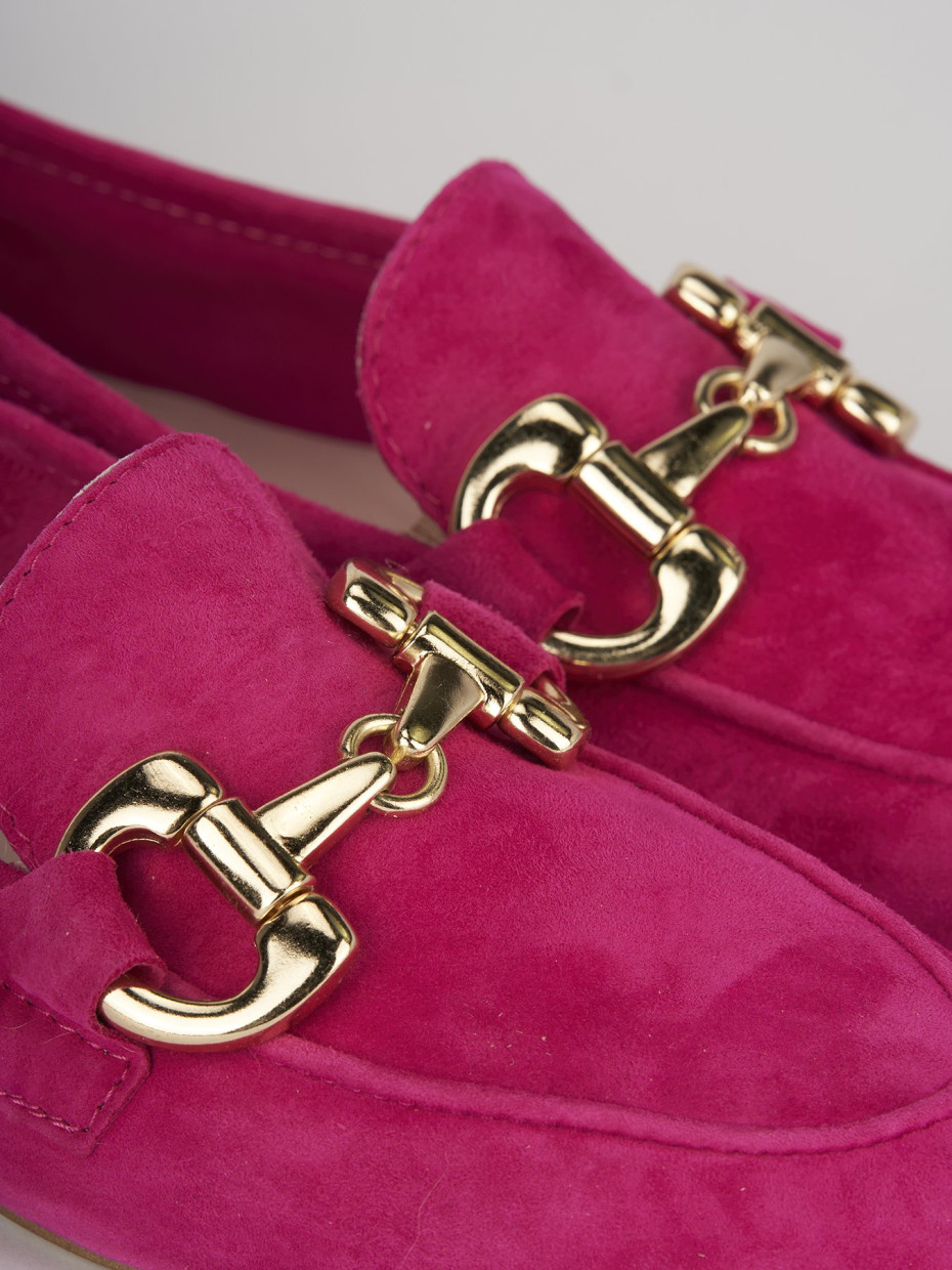 Mocassino tacco 1 cm rosa camoscio