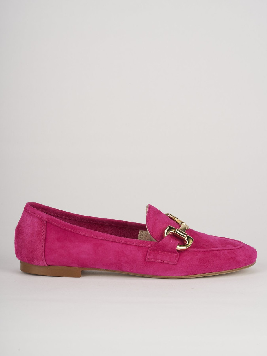 Mocassino tacco 1 cm rosa camoscio