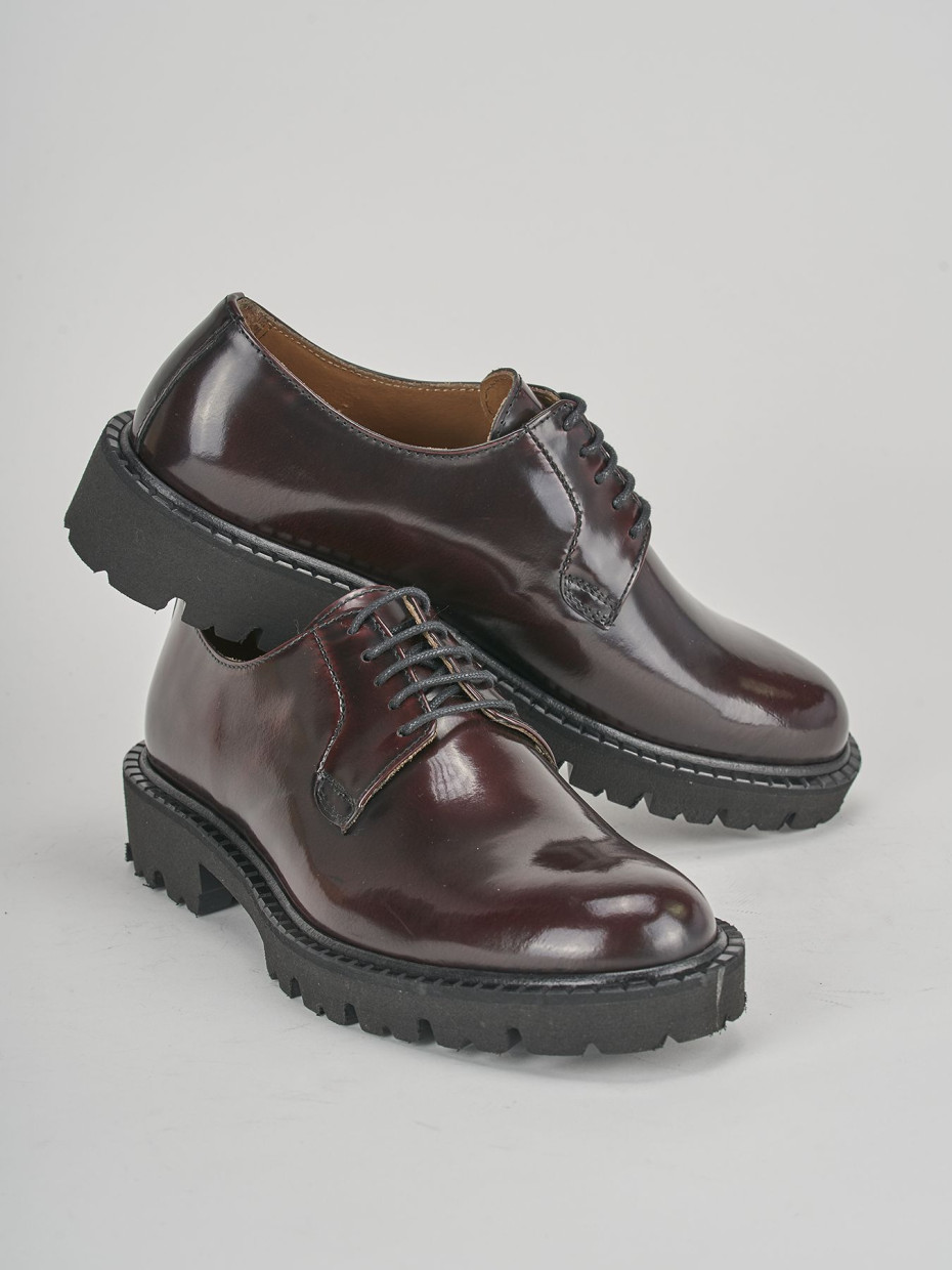 Lace-up shoes heel 1 cm bordeaux leather