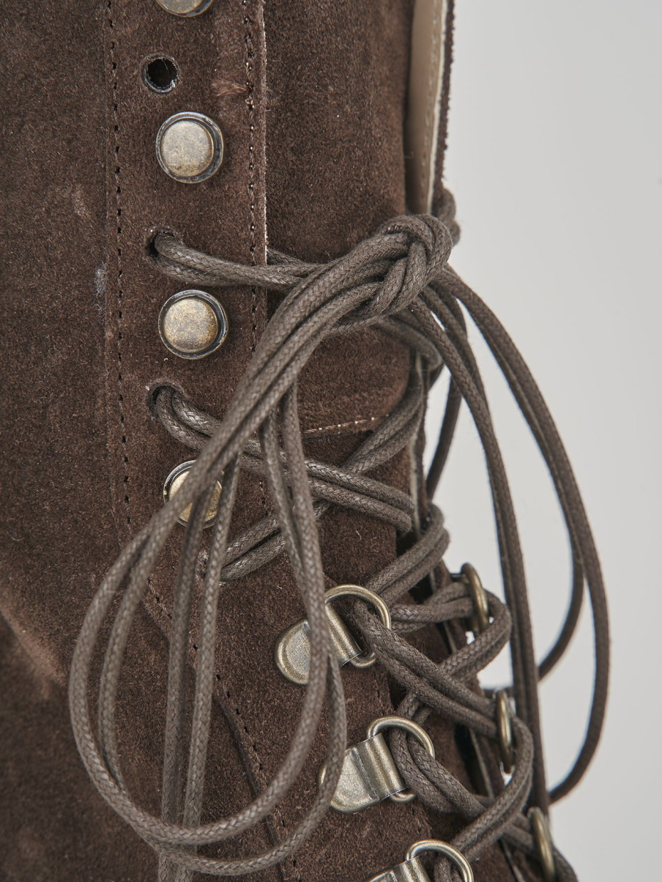 Combat boots heel 9 cm dark brown suede