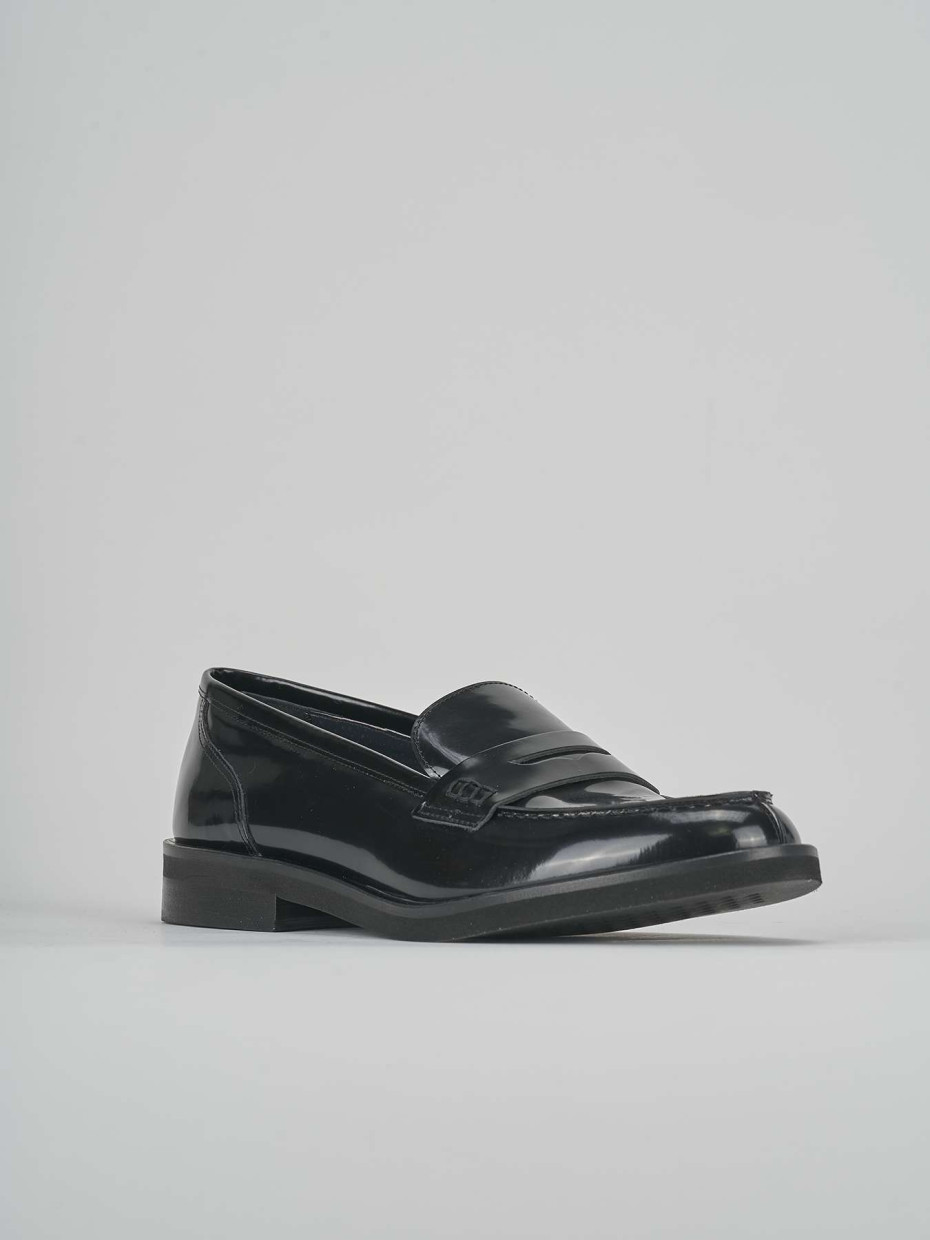 Mocassino tacco 2cm nero pelle