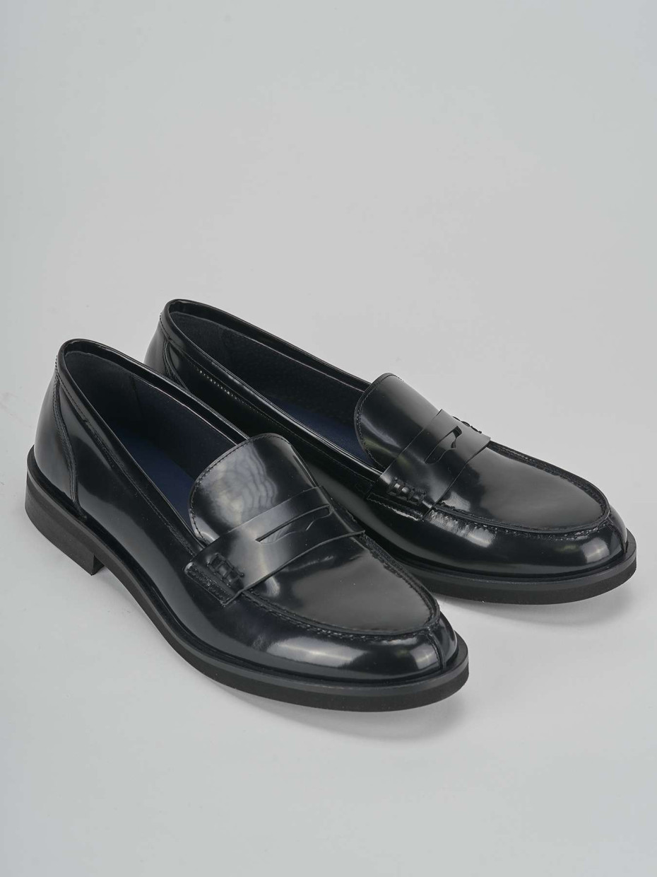 Mocassino tacco 2cm nero pelle