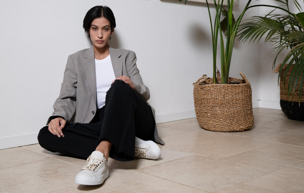 Sneakers pelle beige