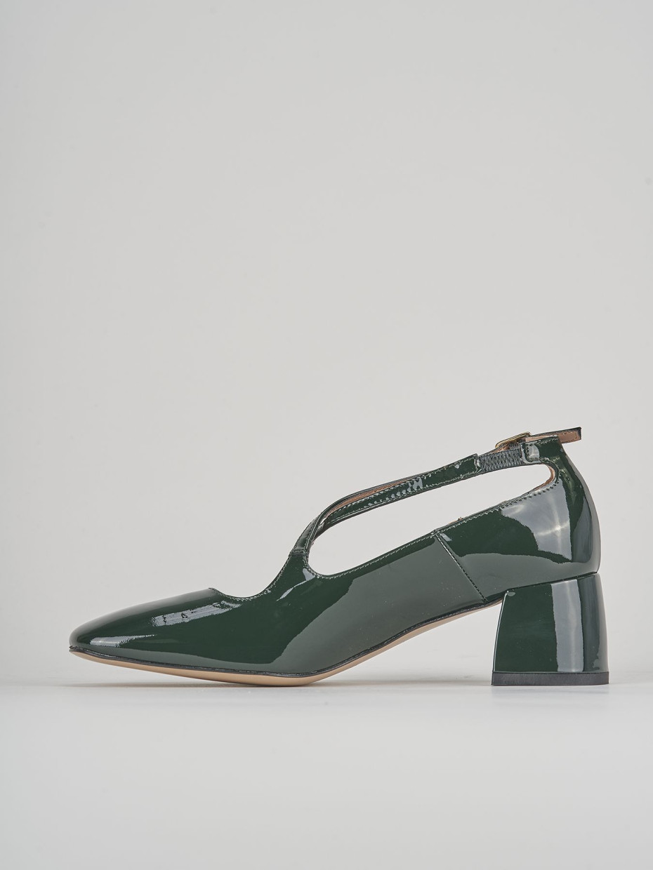 Pumps heel 5 cm green patent