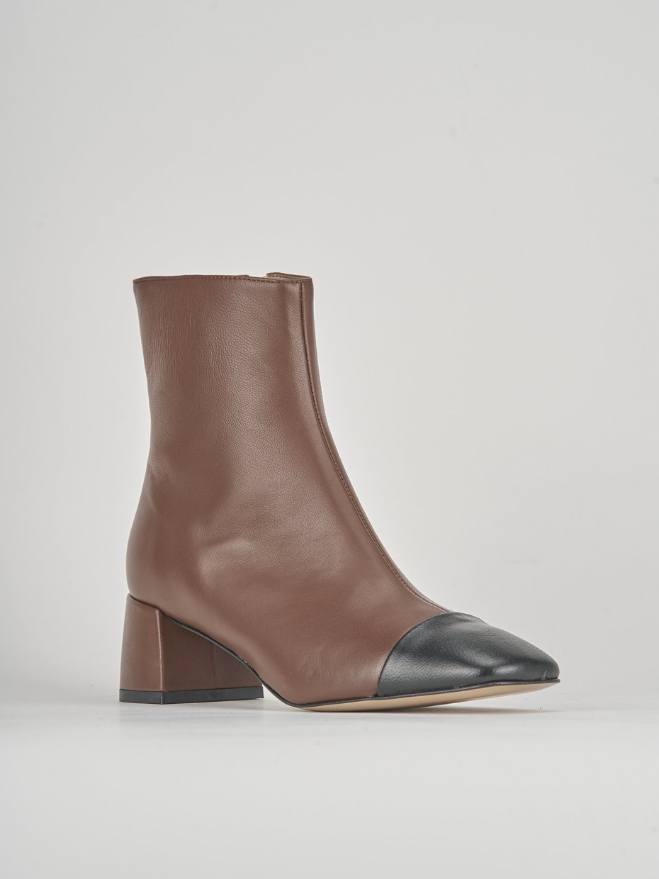 High heel ankle boots heel 6 cm brown leather