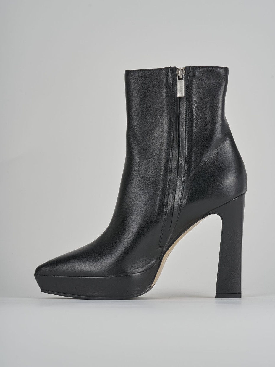 High heel ankle boots heel 11 cm black leather
