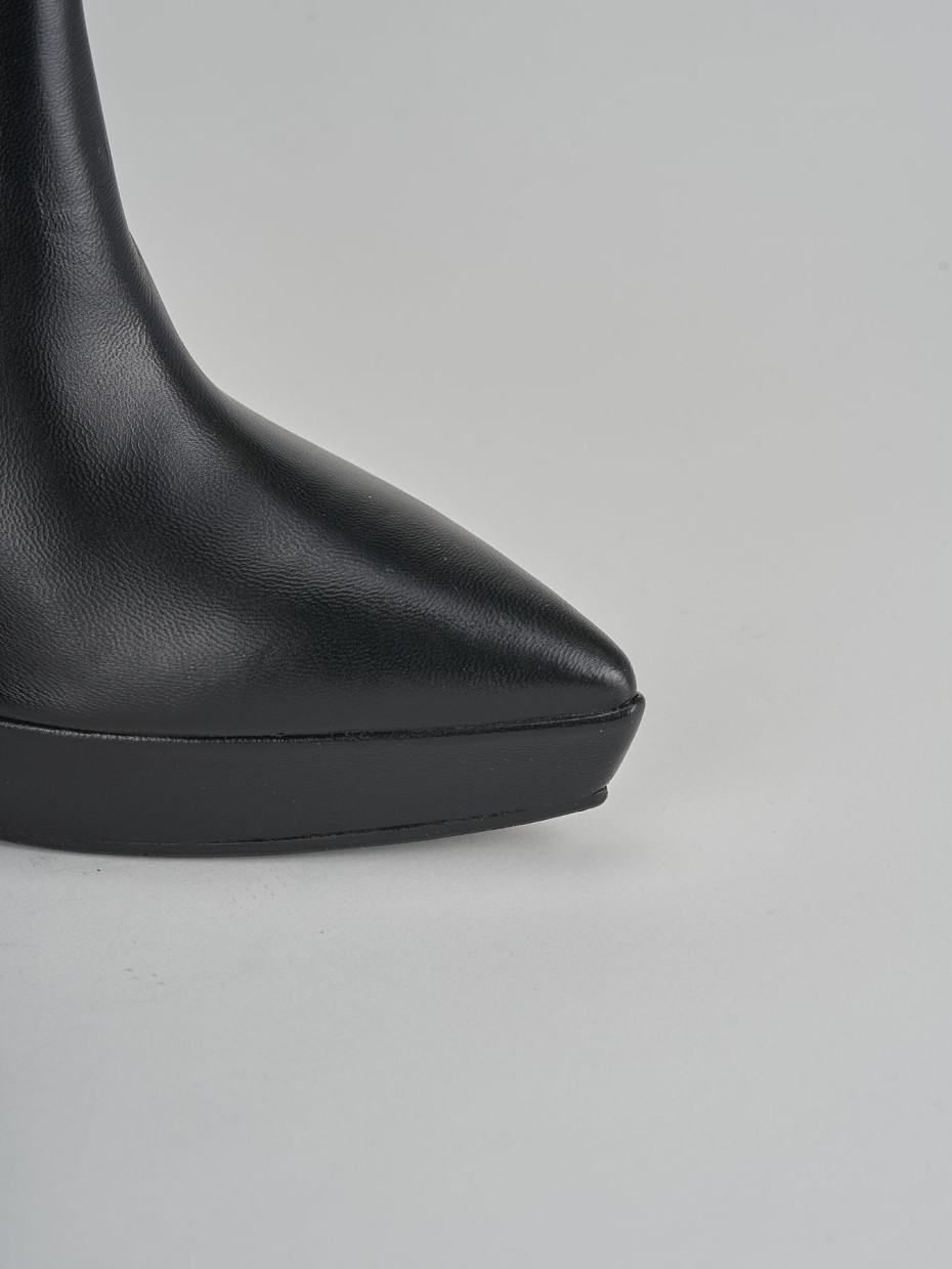 High heel ankle boots heel 11 cm black leather