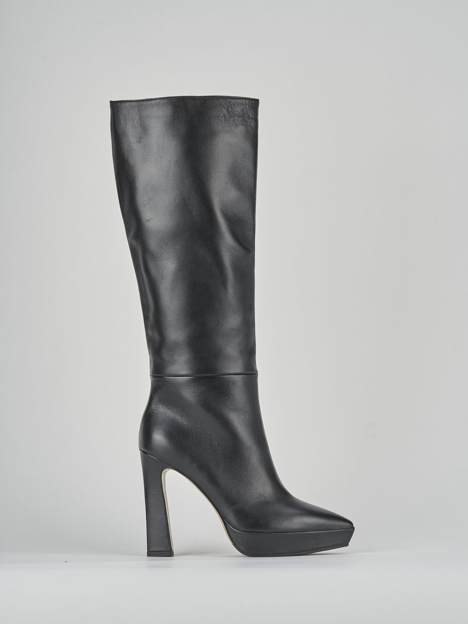 High heel boots woman heel 11 cm black leather Barca Stores