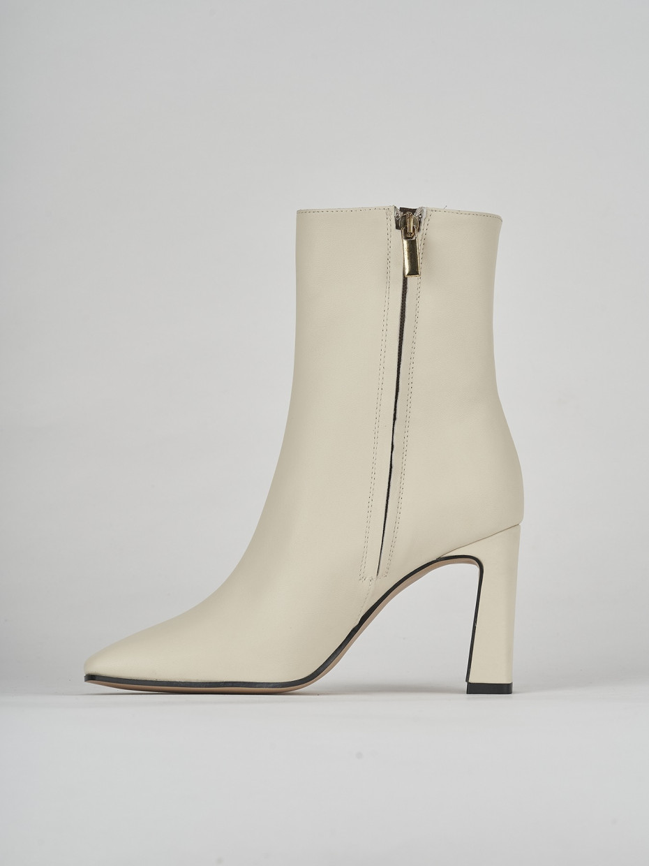 High heel ankle boots woman heel 9 cm white leather Barca Stores