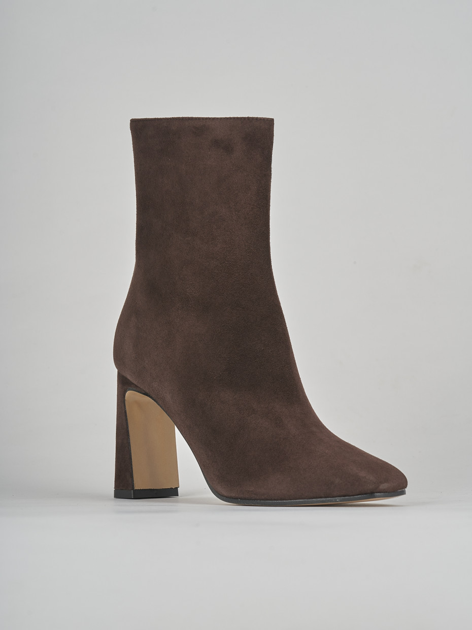 High heel ankle boots woman heel 9 cm dark brown chamois Barca Stores