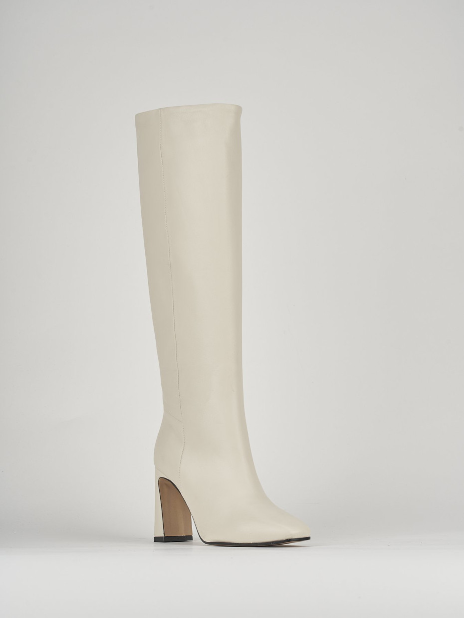 High heel boots heel 10 cm white leather