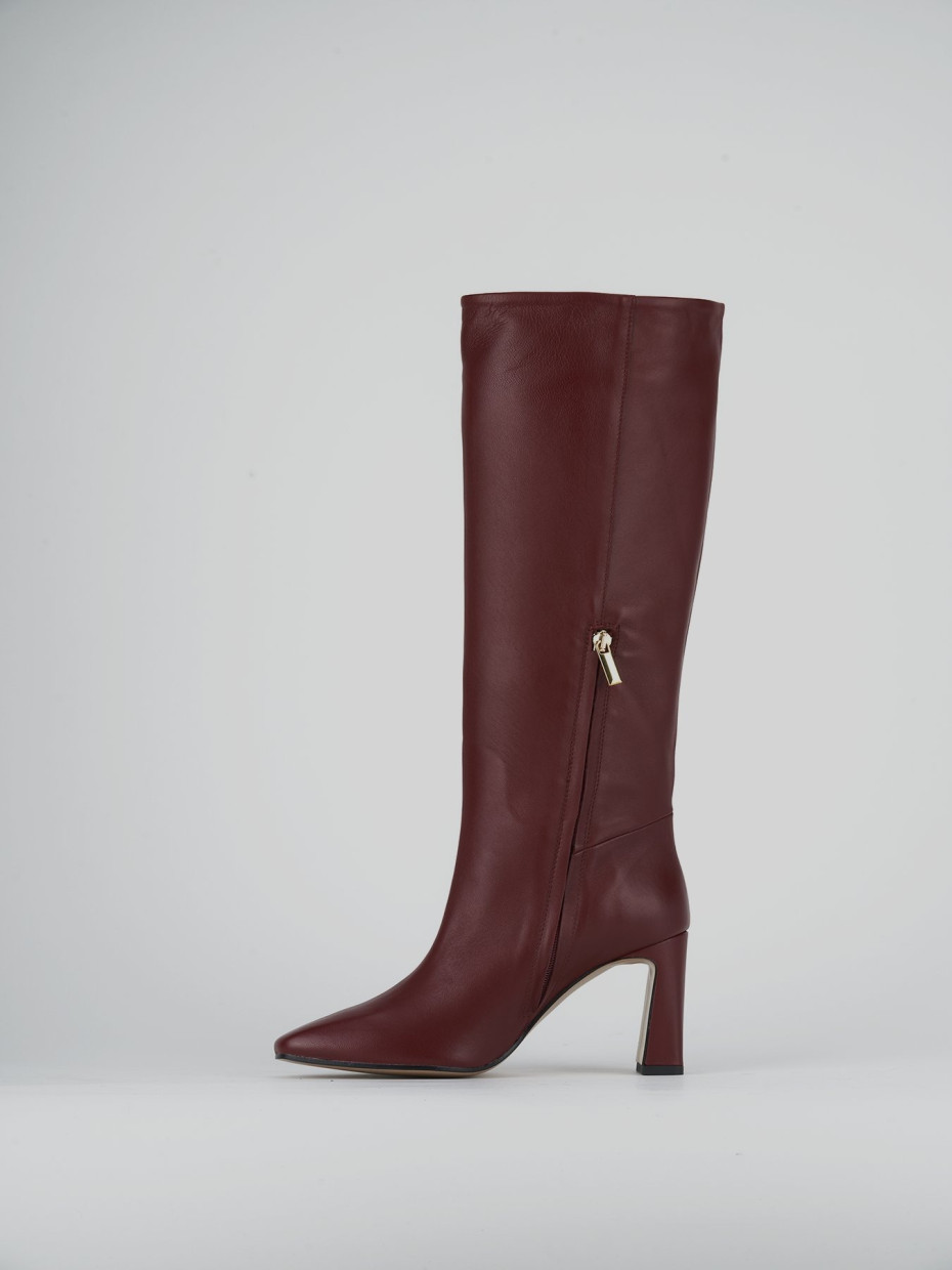 High heel boots heel 9 cm bordeaux leather