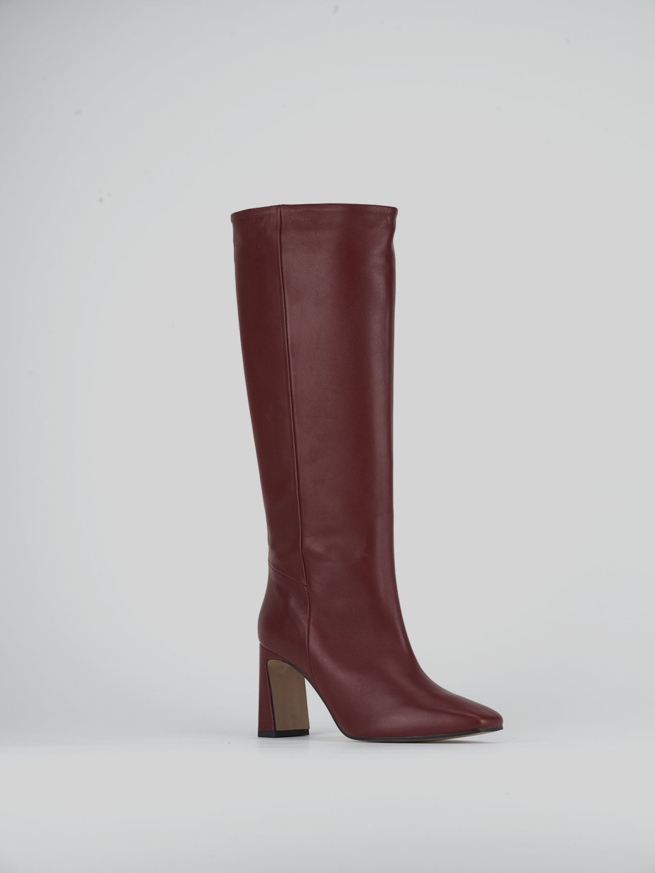 High heel boots heel 9 cm bordeaux leather
