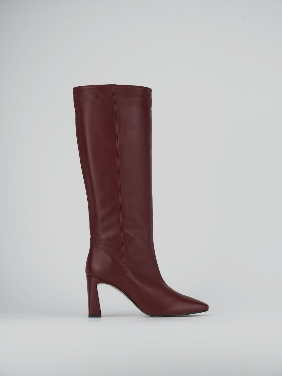 High heel boots heel 9 cm bordeaux leather