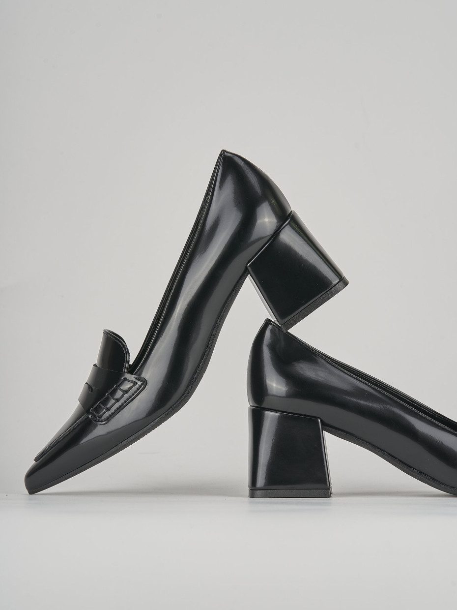 Décolleté e slingback tacco 4cm pelle nero