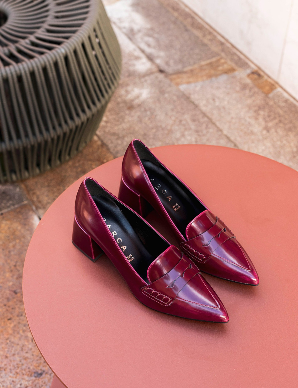 Décolleté e slingback tacco 4cm pelle bordo'