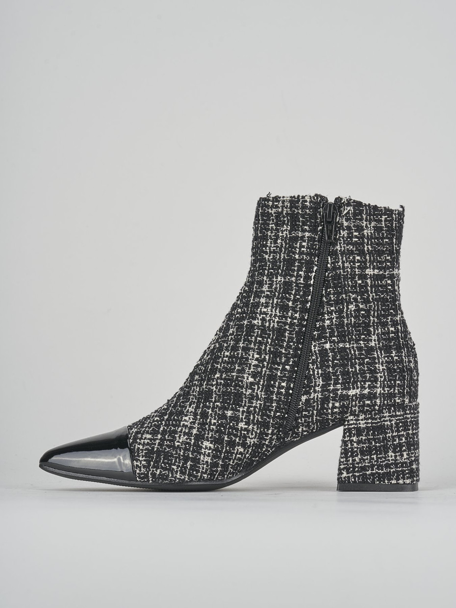 High heel ankle boots heel 5 cm black fabric