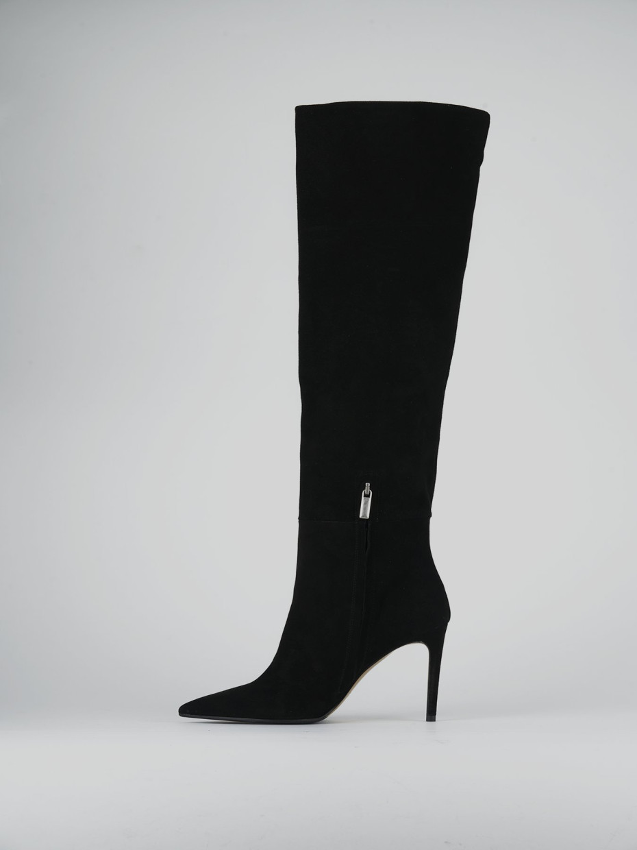 High heel boots heel 8 cm black suede