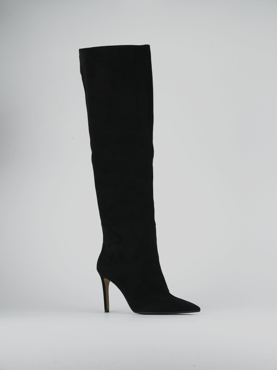 High heel boots heel 8 cm black suede