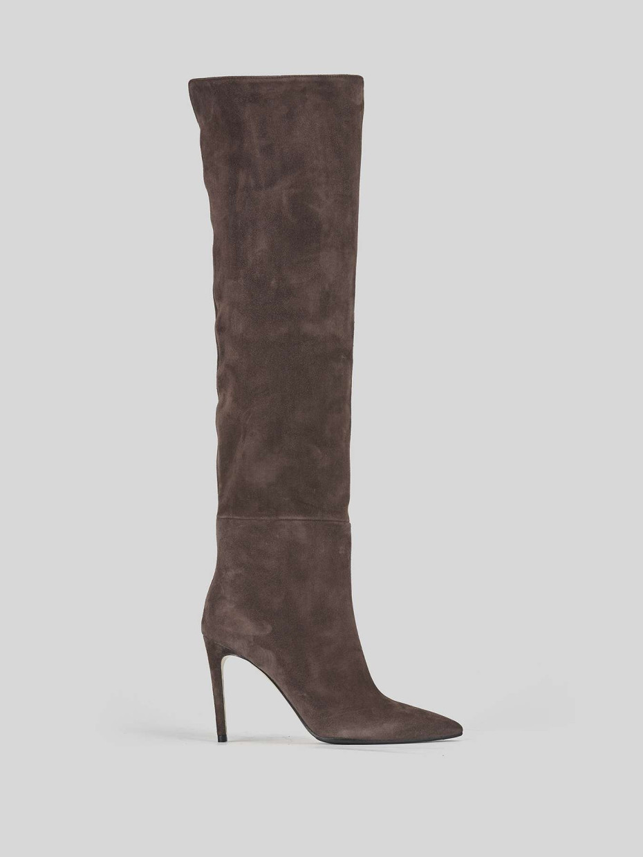 High heel boots woman heel 8 cm dark brown suede Barca Stores