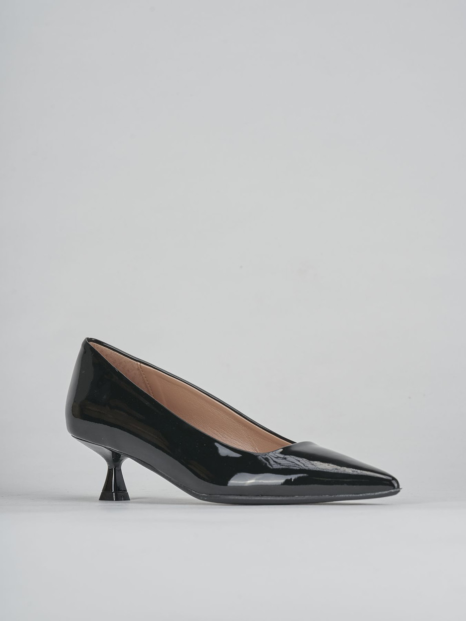 Décolleté e slingback tacco 5cm vernice nero