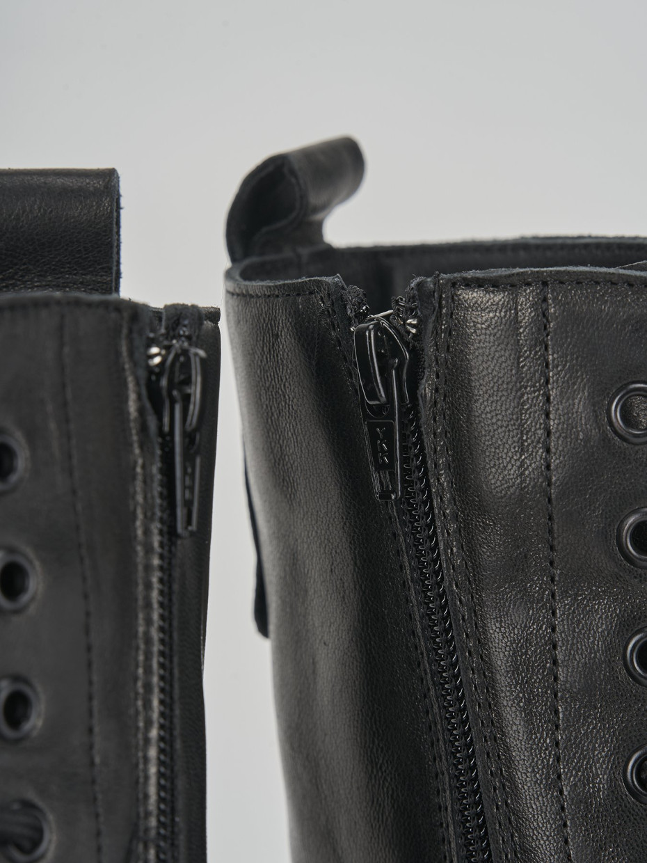 Combat boots woman heel 3 cm black leather Barca Stores