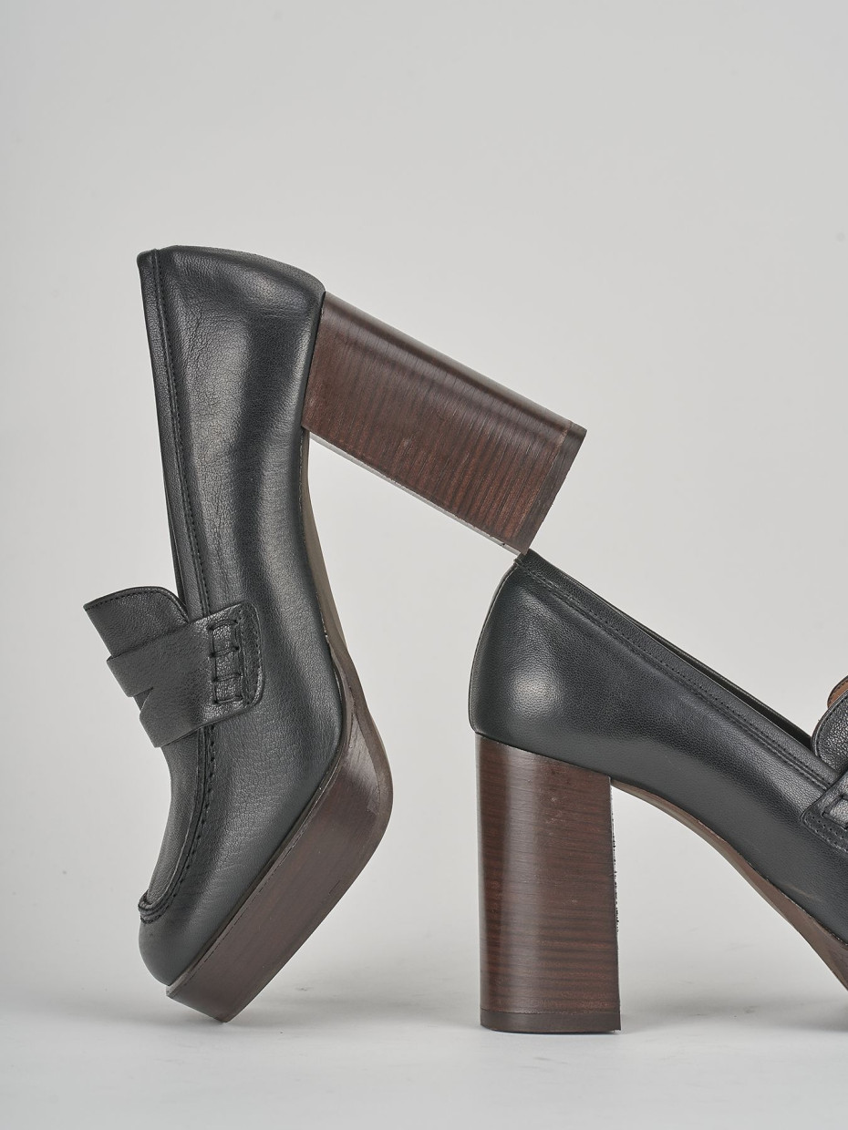 Mocassini tacco 9cm pelle nero
