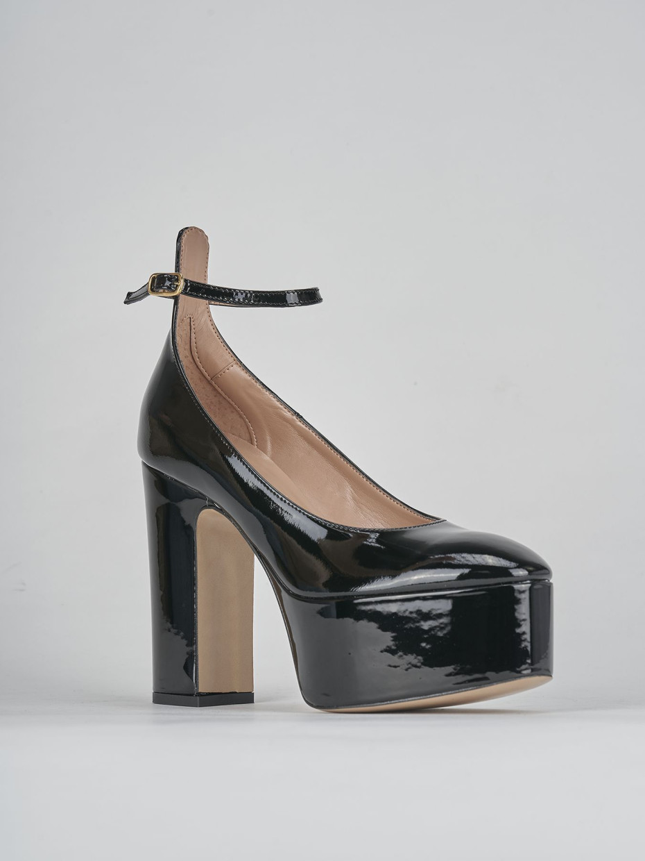 Décolleté e slingback tacco 8cm vernice nero