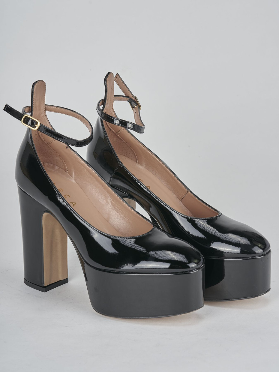 Décolleté e slingback tacco 8cm vernice nero