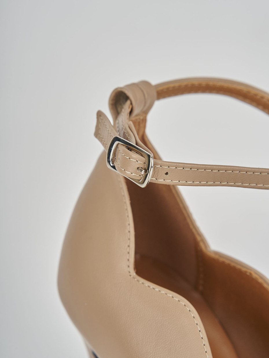 Décolleté e slingback tacco 10cm pelle marrone