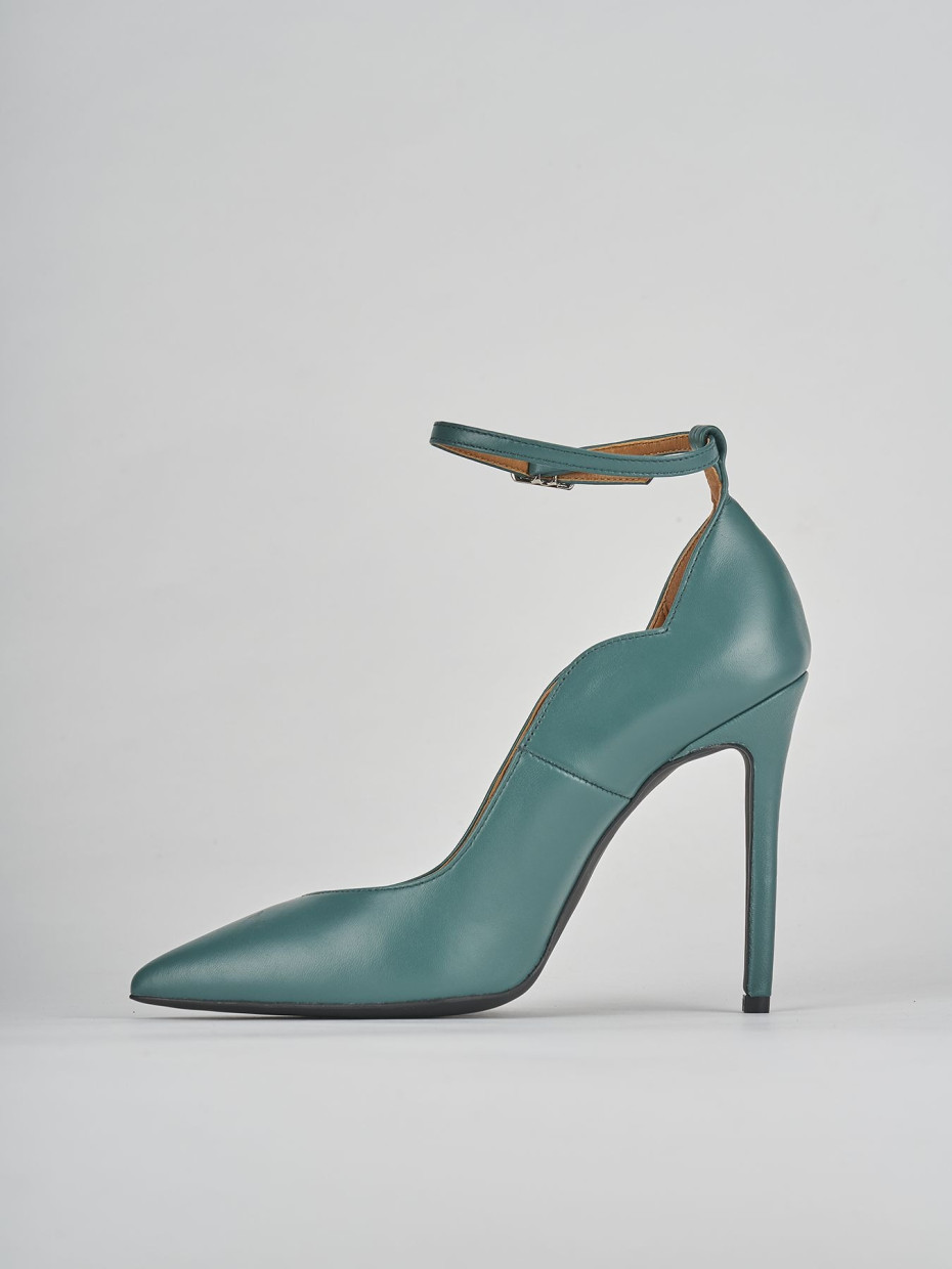 Décolleté e slingback tacco 10cm pelle verde
