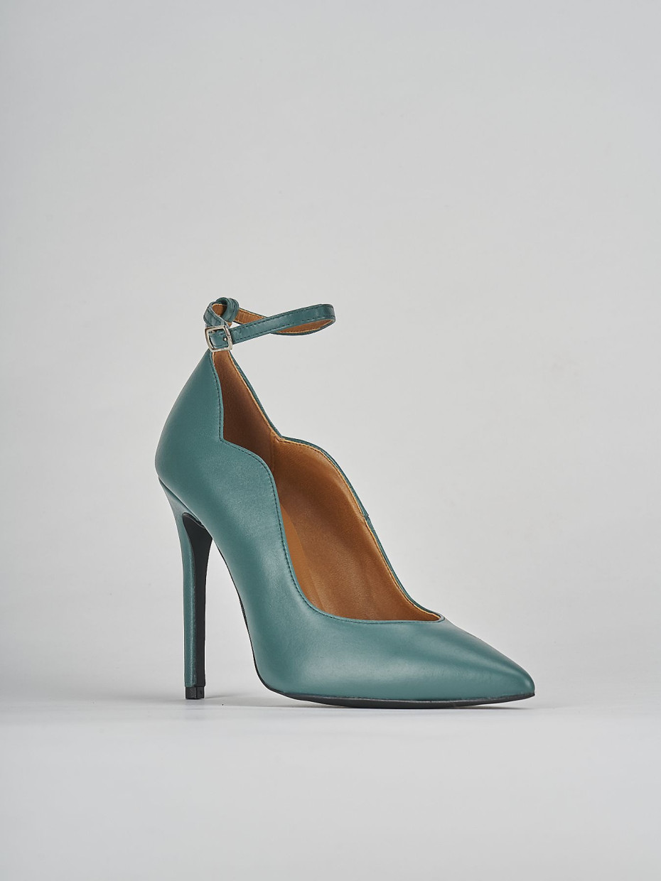 Décolleté e slingback tacco 10cm pelle verde