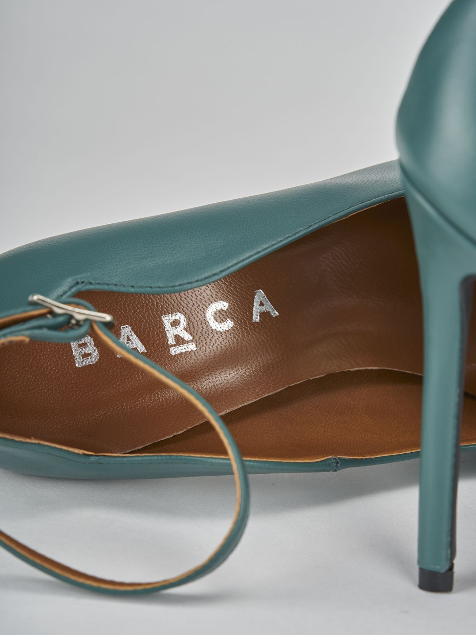 Décolleté e slingback tacco 10cm pelle verde