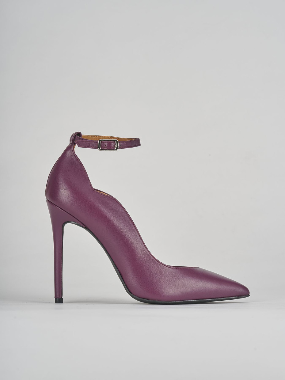 Décolleté e slingback tacco 10cm pelle viola