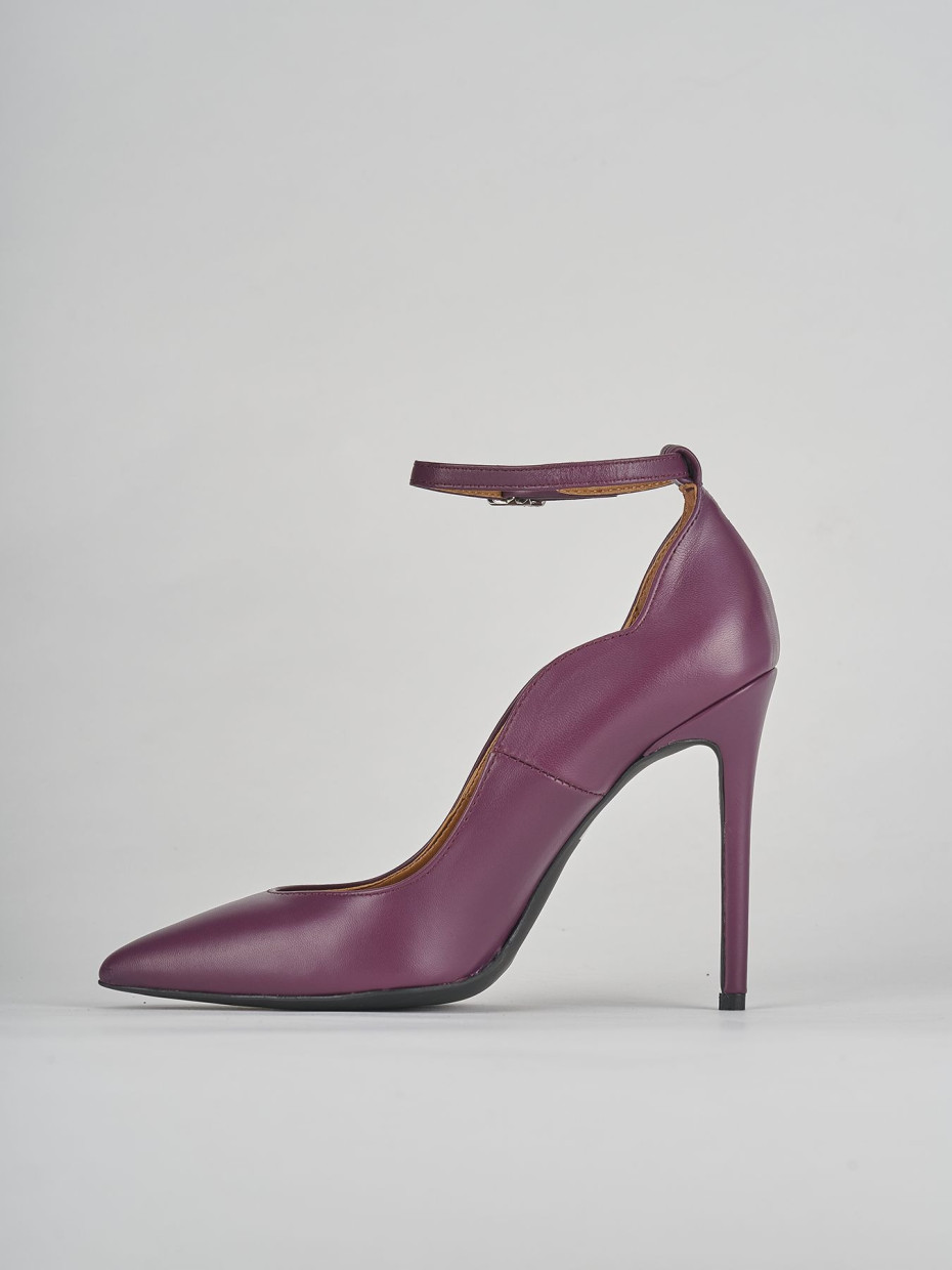 Décolleté e slingback tacco 10cm pelle viola