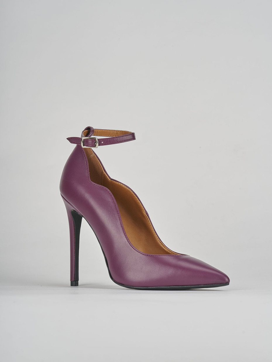 Pumps woman heel 10 cm violet leather | Barca Stores